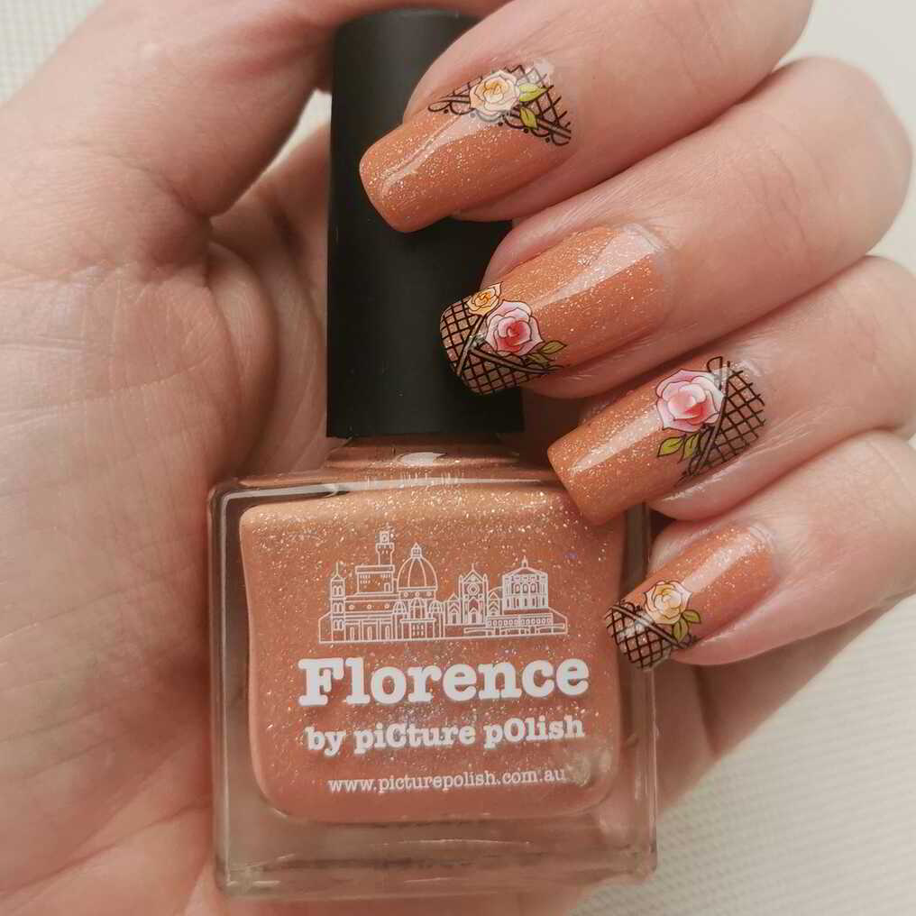 Nail polish manicure of shade piCture pOlish Florence
