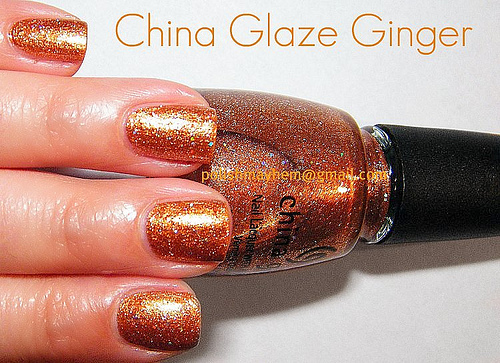 Nail polish swatch / manicure of shade China Glaze Ginger