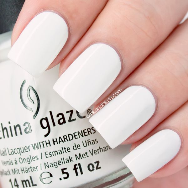 Nail polish swatch / manicure of shade China Glaze White on White
