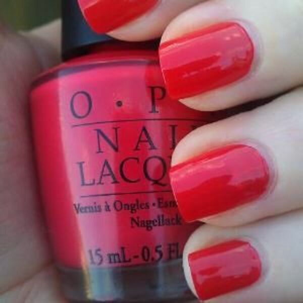 Nail polish swatch / manicure of shade OPI Red Hot Ayers Rock