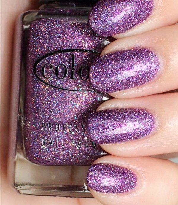 Nail polish swatch / manicure of shade Color Club Too Violet