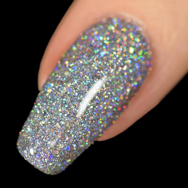 Nail polish swatch / manicure of shade Holo Taco Rainbow Snow