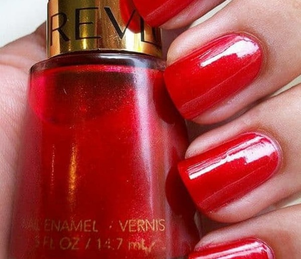 Nail polish swatch / manicure of shade Revlon Frankly Scarlet