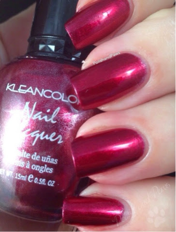 Nail polish swatch / manicure of shade Kleancolor Metallic Red