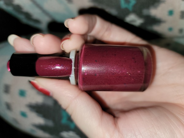 Nail polish swatch / manicure of shade Unknown Alizarin Crimson