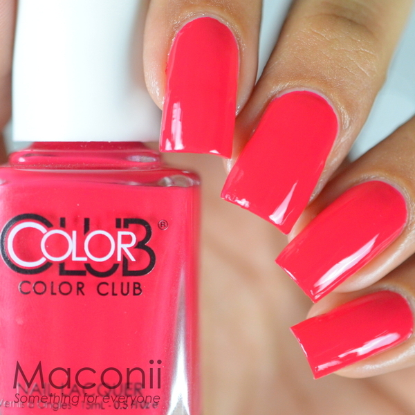 Nail polish swatch / manicure of shade Color Club Regatta Red