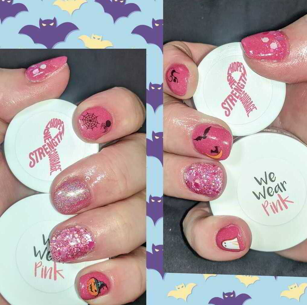 Nail polish manicure of shade Rocky Mountain Dip Powder Strength Hope Love Courage, Rocky Mountain Dip Powder We Wear Pink