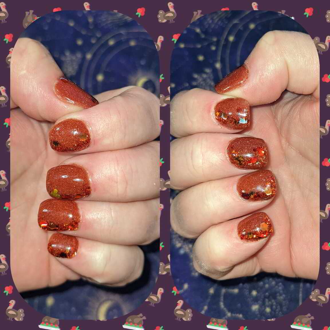 Nail polish manicure of shade Rocky Mountain Dip Powder It's Fall Y'all, Rocky Mountain Dip Powder Autumn Red,Rocky Mountain Dip Powder Fall Ears - Mickey