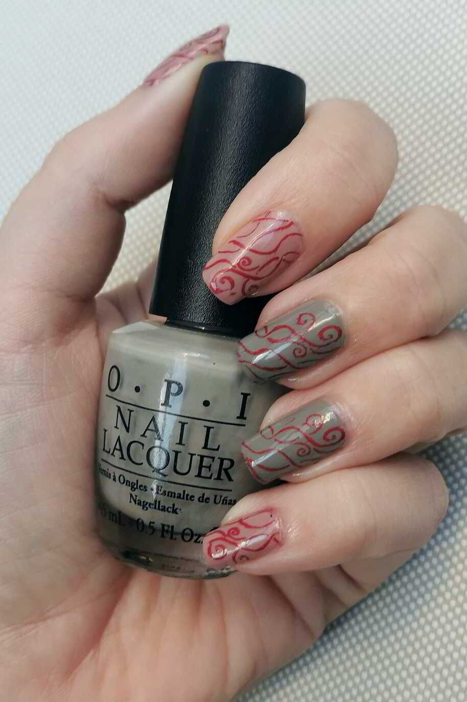 Nail polish manicure of shade OPI Tickle My France-y, OPI French Quarter for Your Thoughts,Colour Alike love potion