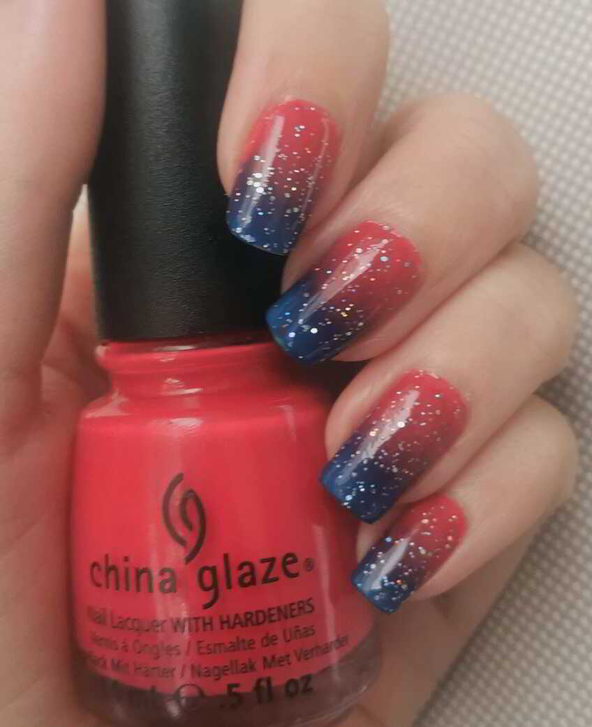 Nail polish manicure of shade China Glaze Hanging in the Balance, China Glaze Passion for Petals,wet n wild Kaleidoscope