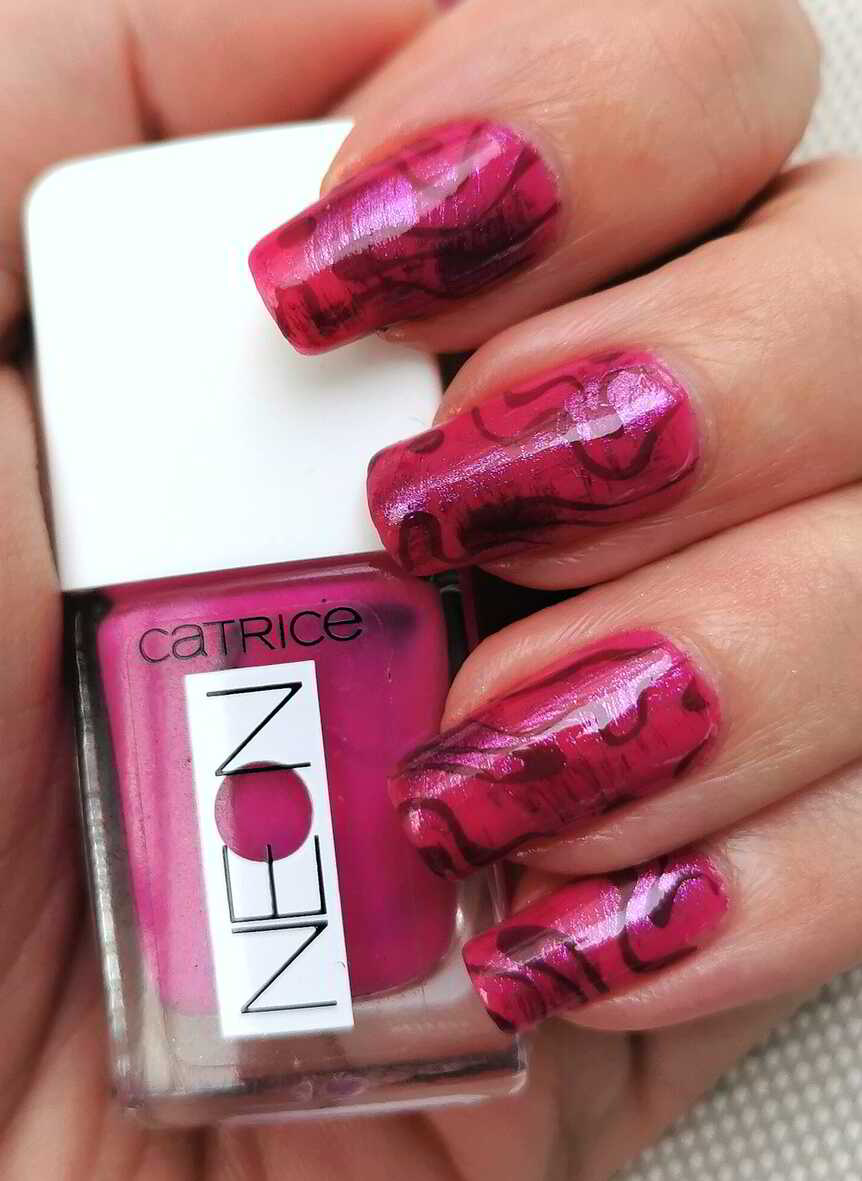 Nail polish manicure of shade essie Unwrap me, Catrice Powered Purple,Colour Alike Purple Plum