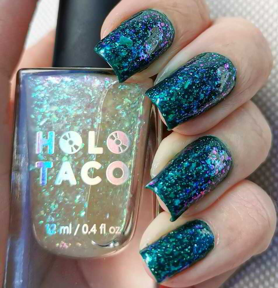 Nail polish manicure of shade Scale Lacquer Gravity A Heartless B*tch, Holo Taco Galactic Unicorn Skin