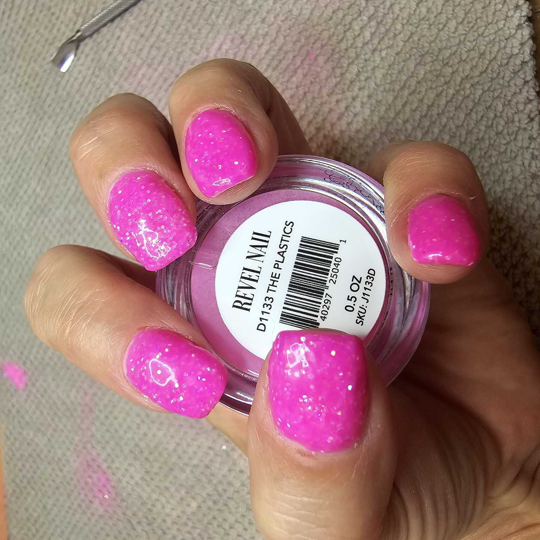 Nail polish manicure of shade Revel The Plastics, 