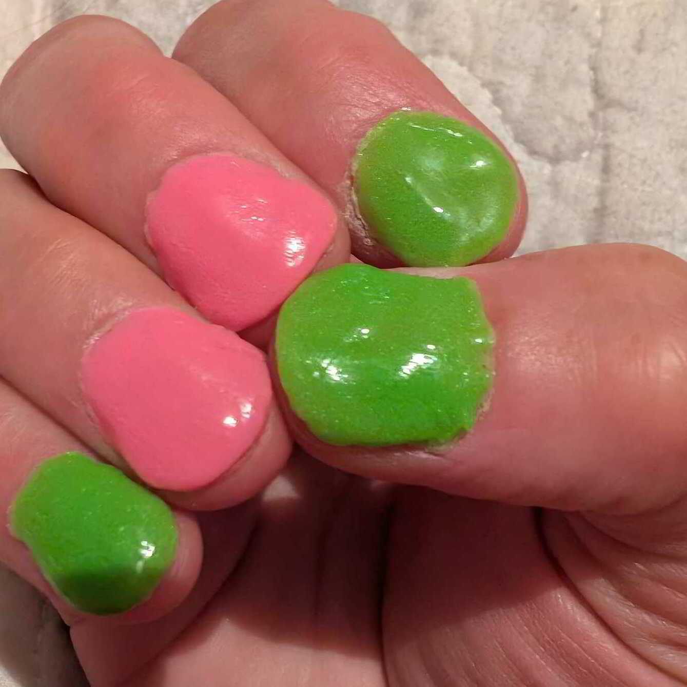 Nail polish manicure of shade Revel Caribbean Queen, Revel Extraterrestrial,Revel Vivien