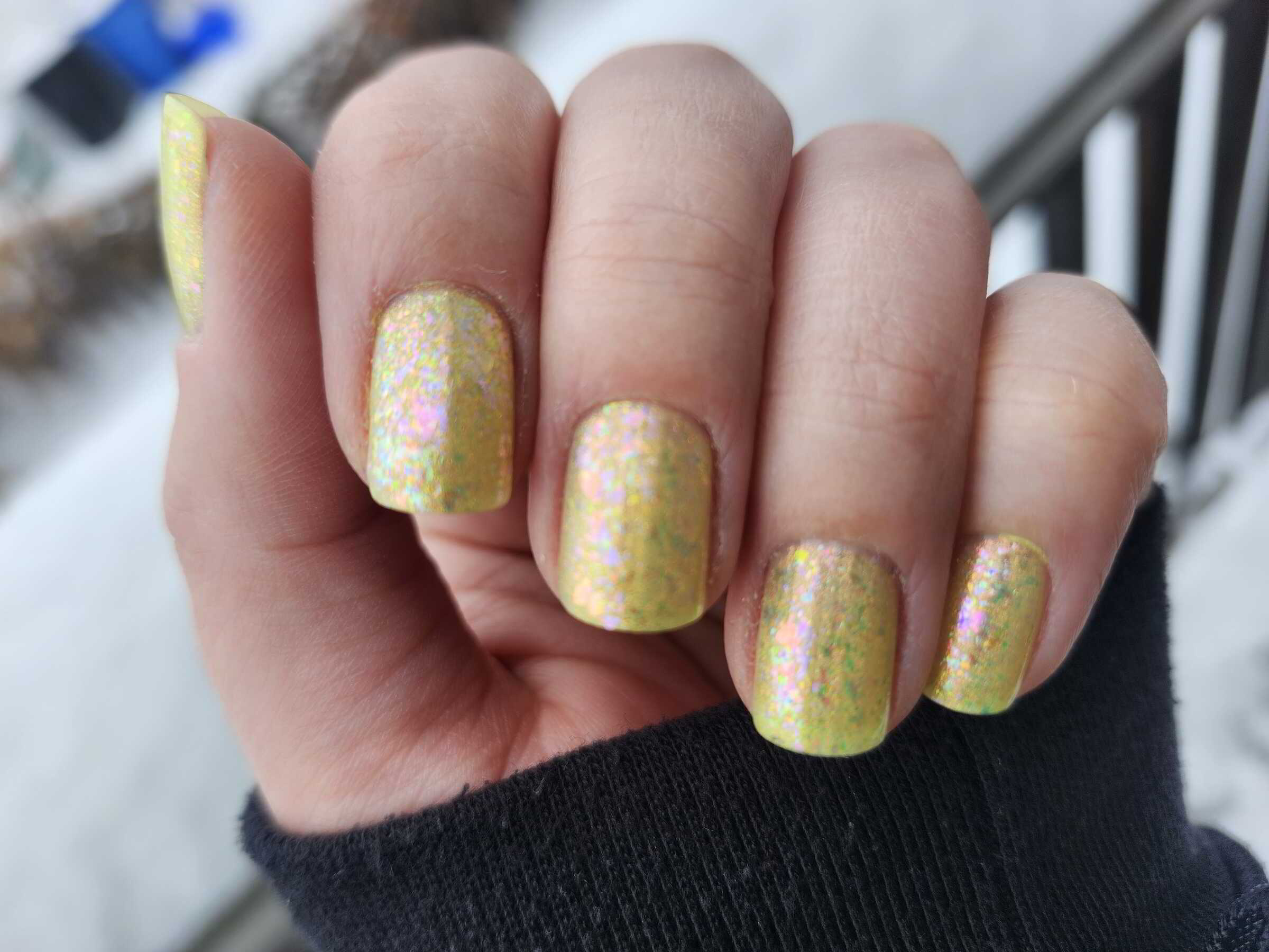 Nail polish manicure of shade Cadillacquer The Last Ray of Dying Light, Clionadh Cosmetics Snowlace, Emily de Molly Cohesion, 