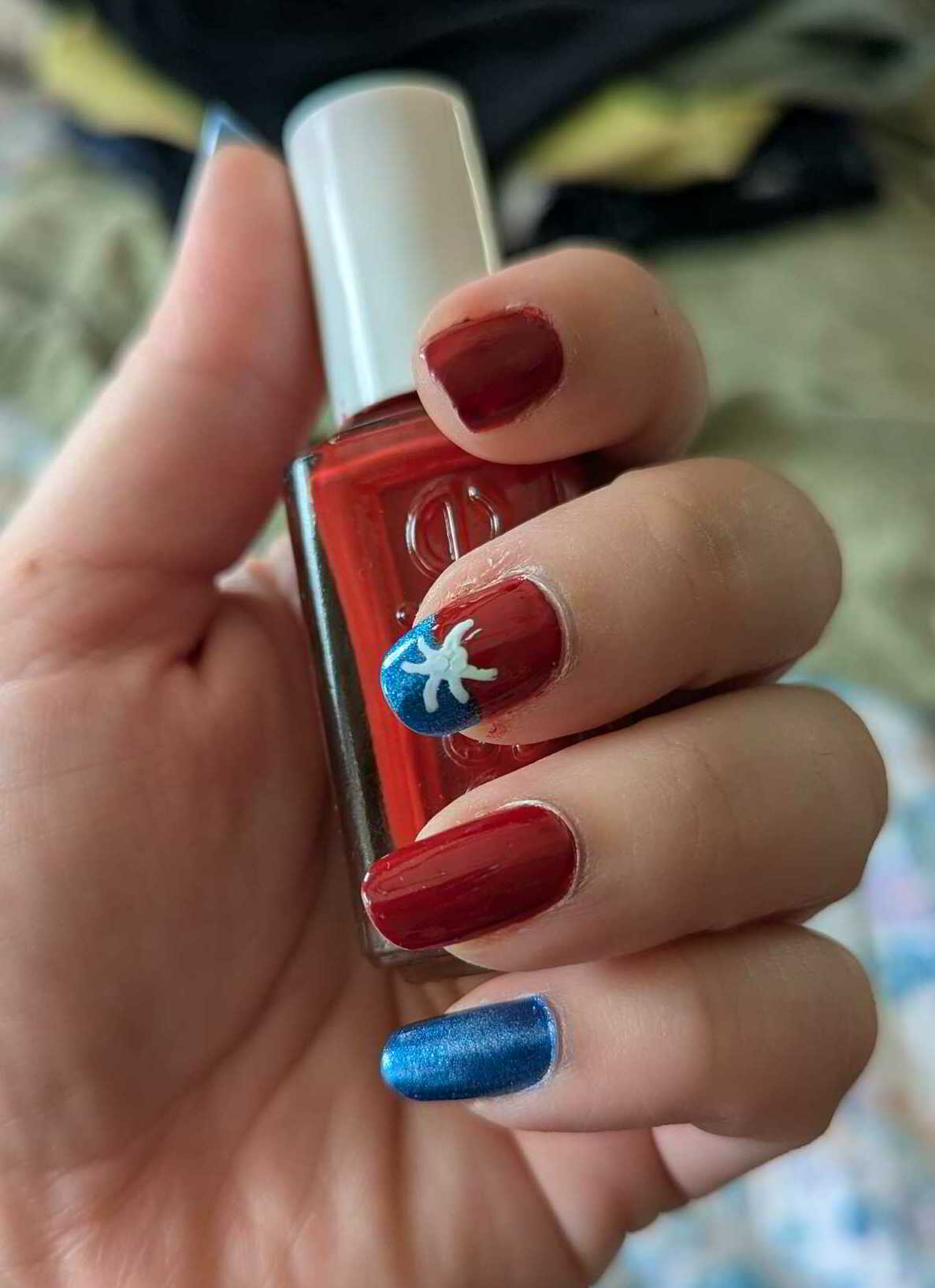 Nail polish manicure of shade Essie - Expressie Seize the Minute, L.A. Colors Glacier,essie Blanc,OPI Top Coat