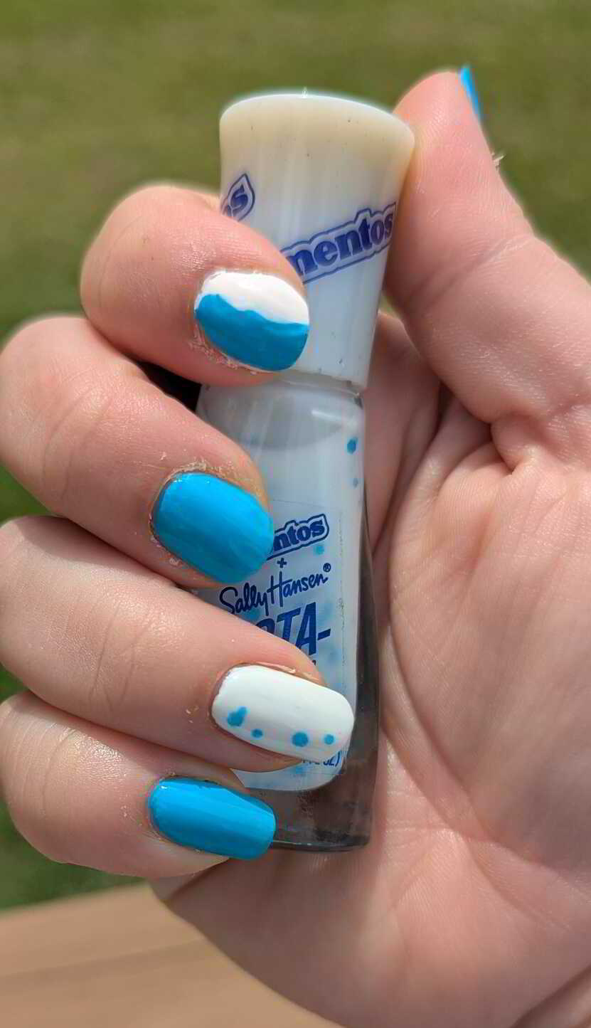 Nail polish manicure of shade Sally Hansen Insta-Dri Electric Splash, MiniLuxe Frost,Sally Hansen The Freshmaker,OPI Top Coat