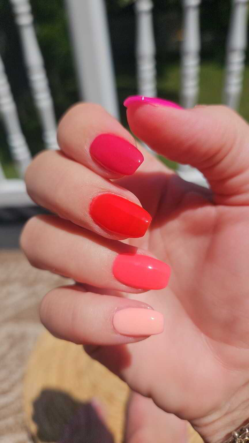 Nail polish manicure of shade Revel Hibiscus Heat 1, Revel Hibiscus Heat 2,Revel Hibiscus Heat 3,Revel Hibiscus Heat 4,Revel Hibiscus Heat 5