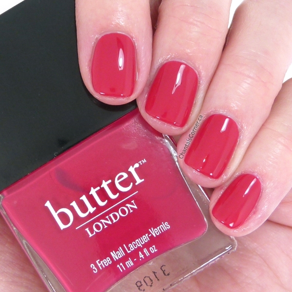 Nail polish swatch / manicure of shade butter London Blowing Raspberries