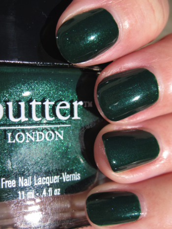Nail polish swatch / manicure of shade butter London British Racing Green