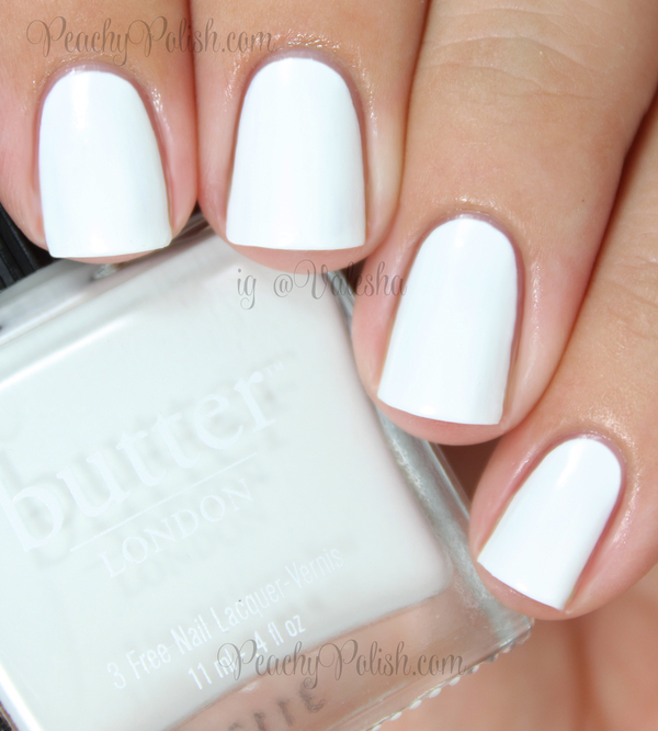 Nail polish swatch / manicure of shade butter London Cotton Buds