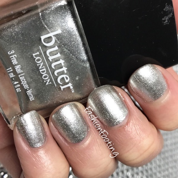 Nail polish swatch / manicure of shade butter London Diamond Geezer