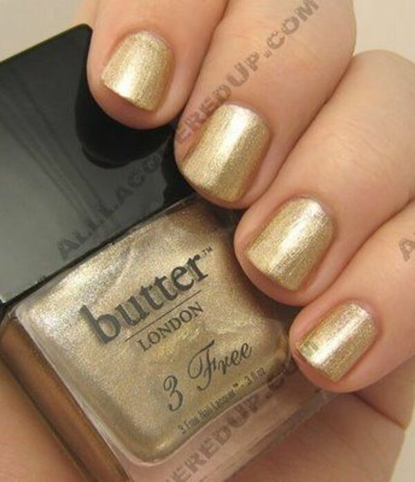 Nail polish swatch / manicure of shade butter London Full Monty, The