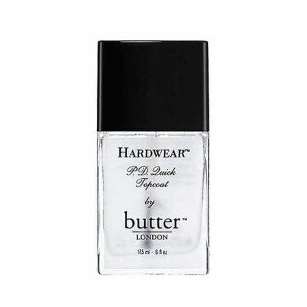 Nail polish swatch / manicure of shade butter London Hardwear P.D. Quick Topcoat