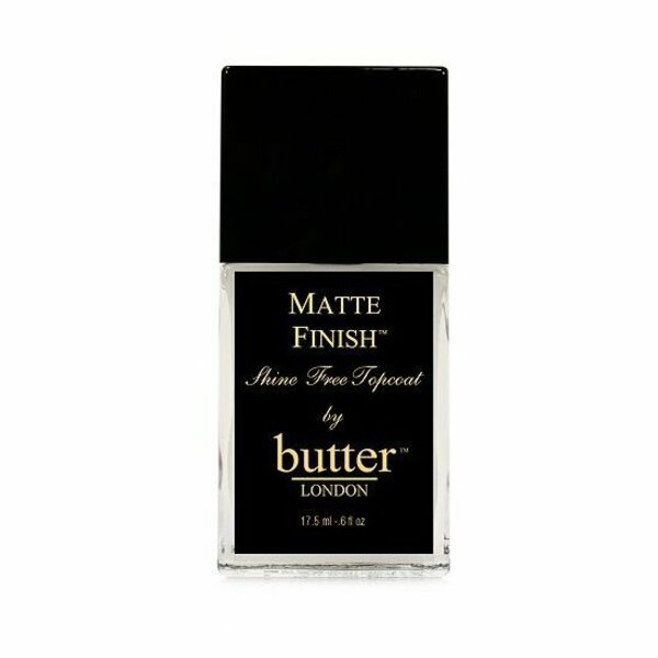 Nail polish swatch / manicure of shade butter London Matte Finish Shine Free Topcoat