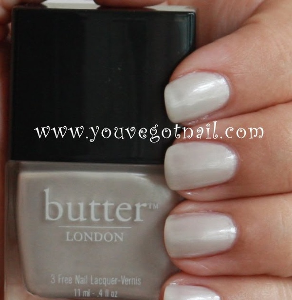 Nail polish swatch / manicure of shade butter London Pearly Queen