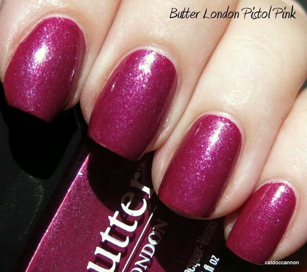 Nail polish swatch / manicure of shade butter London Pistol Pink