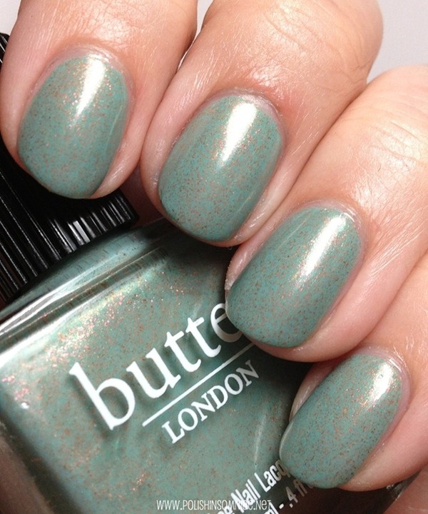 Nail polish swatch / manicure of shade butter London Two Fingered Salute
