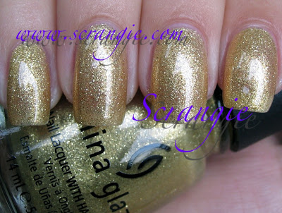Nail polish swatch / manicure of shade China Glaze 5 Golden Rings