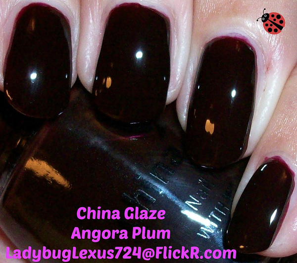 Nail polish swatch / manicure of shade China Glaze Angora Plum