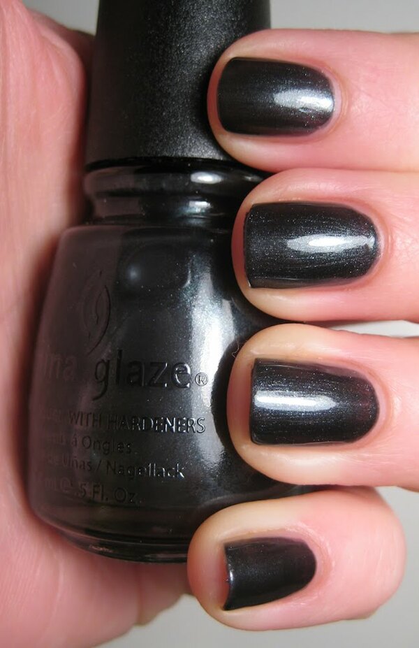 Nail polish swatch / manicure of shade China Glaze Black Diamond