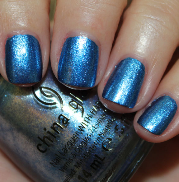 Nail polish swatch / manicure of shade China Glaze Blue Bells Ring