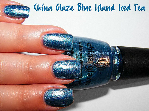 Nail polish swatch / manicure of shade China Glaze Blue Island Iced Tea
