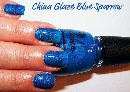 Nail polish swatch / manicure of shade China Glaze Blue Sparrow