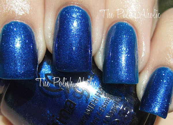Nail polish swatch / manicure of shade China Glaze Blue Year's Eve