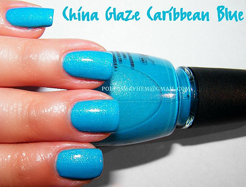 Nail polish swatch / manicure of shade China Glaze Caribbean Blue