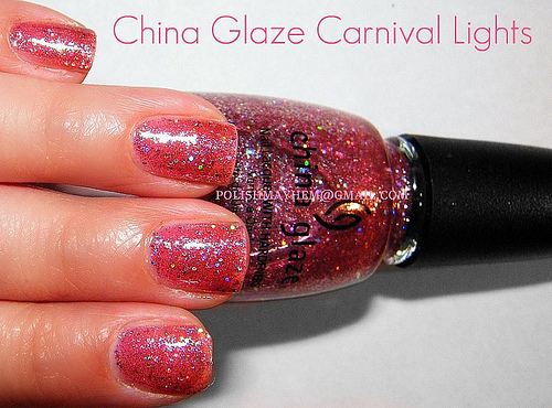 Nail polish swatch / manicure of shade China Glaze Carnival Lights