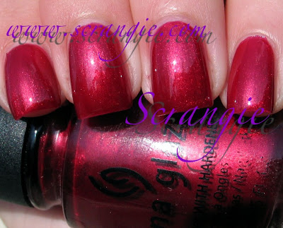 Nail polish swatch / manicure of shade China Glaze Cranberry Flame