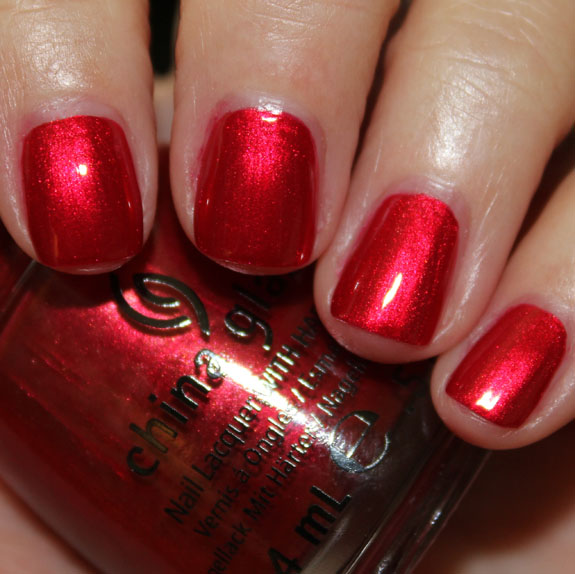 Nail polish swatch / manicure of shade China Glaze Cranberry Splash