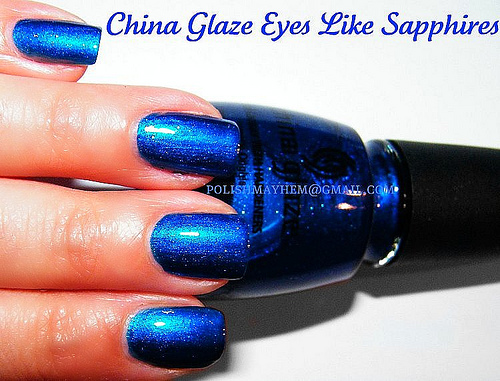 Nail polish swatch / manicure of shade China Glaze Eyes Like Sapphires