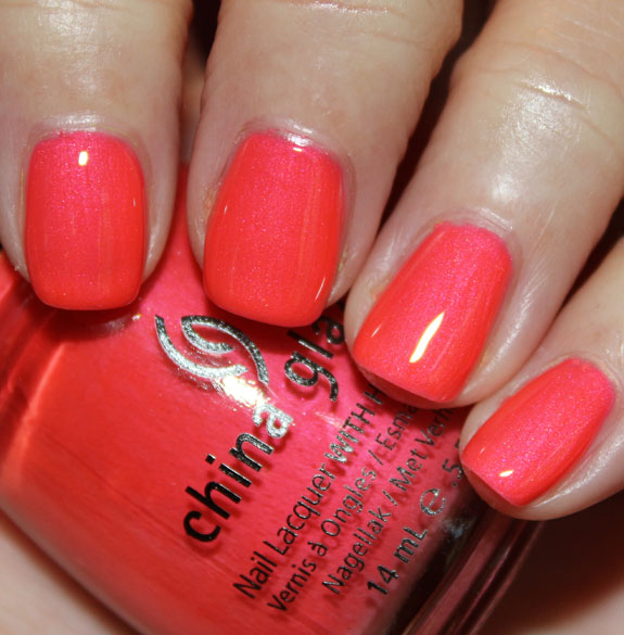 Nail polish swatch / manicure of shade China Glaze Flirty Tankini