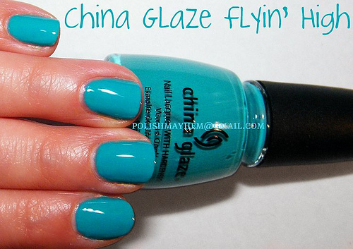 Nail polish swatch / manicure of shade China Glaze Flyin' High