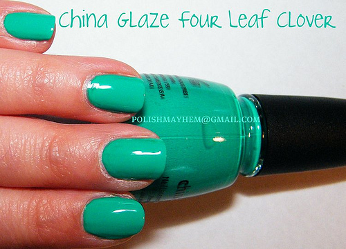 Nail polish swatch / manicure of shade China Glaze Four Leaf Clover