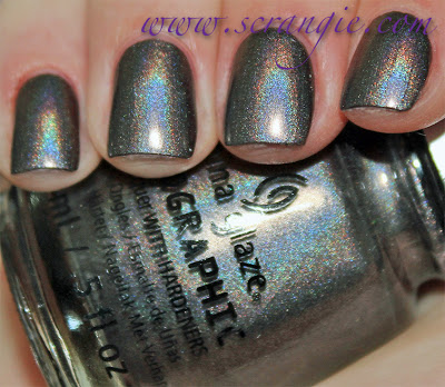 Nail polish swatch / manicure of shade China Glaze Galactic Gray