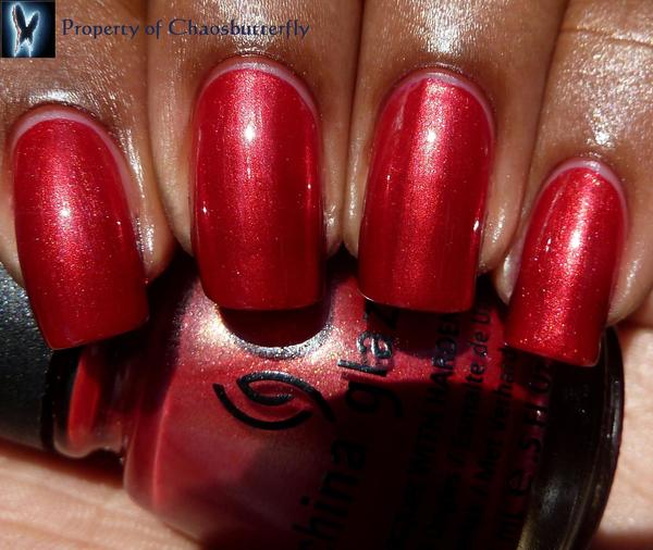 Nail polish swatch / manicure of shade China Glaze Go Crazy Red