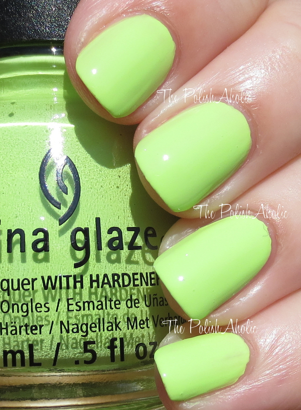 Nail polish swatch / manicure of shade China Glaze Grass is Lime Greener